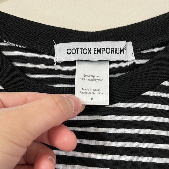 Cotton Emporium Black White Striped Tee Shirt Dress With Pockets S - Picture 5 of 6
